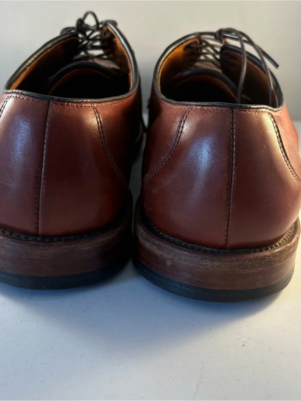ALLEN EDMONDS Mens 8.5 EEE Hersey Brown Woven Leather Split Toe Lace Up 3160 USA